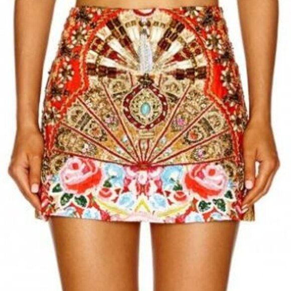 RARE! Camilla Cameos Dance Mini Skirt Beaded Embellished Size 1 Small b132